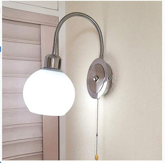 Wall Lamp with Pull Chain Switch E27/E26 Bedside Lamp Bedroom Living