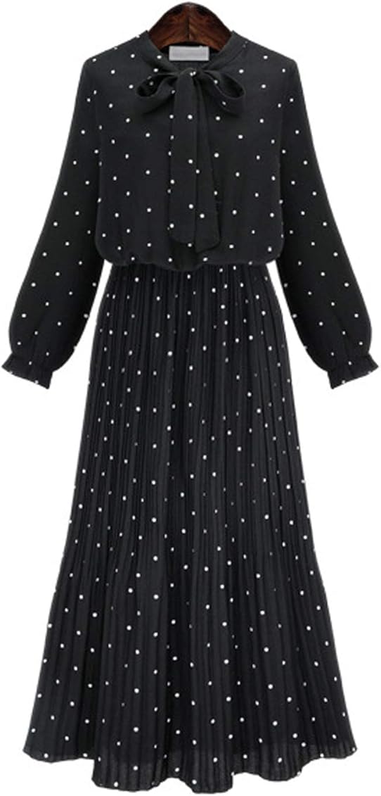 black polka dot chiffon dress
