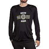 Calhoun Men's Officially Licensed NHL Distressed Lines Long Sleeve Performance Rashguard Wicking Shirt