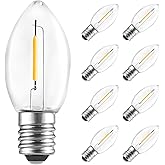 8 Pack C7 LED Night Light Bulbs, C7 E12 Candelabra Christmas Replacement Bulbs, Salt Lamps Window Candles Chandeliers Replacement Bulbs,0.6W Equivalent 4W 5W 6W 7W Incandescent Bulbs, Warm White
