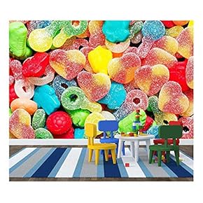 Border of Colorful Jelly Candies - Removable Wall Mural | Self-Adhesive Large Wallpaper - 66x96 inches