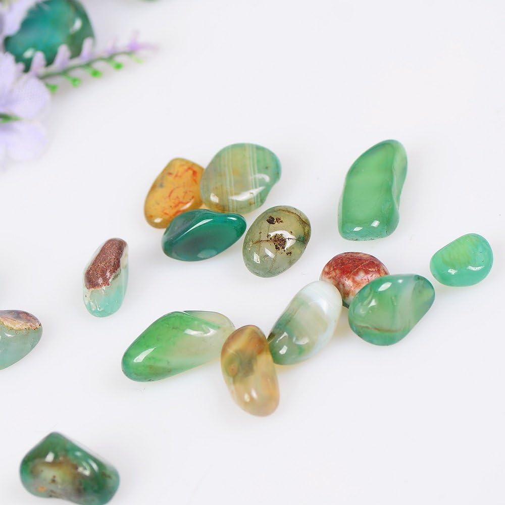 OCN-HEALING 200g Crystal Tumbled Polished Natural Agate Gravel Stones for Plants and Crafts - Small Size - 7mm to 9mm Avg (Yellow Agate) : Garden & Outdoor