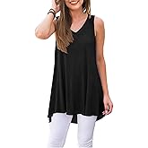 WNEEDU Women's Summer Sleeveless V Neck Tunic Casual T-Shirt Tank Tops Blouse