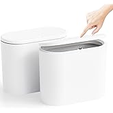 Yieach 12 L Bathroom Trash Can With Lid,2 Pack 3.17 Gallon Slim Pet/Dog Proof Trashcan and Skinny Small Covered Trash Can for Kitchen,Office,RV,Bedroom and Dorm,Plastic Covered Wastebasket,Garbage Can