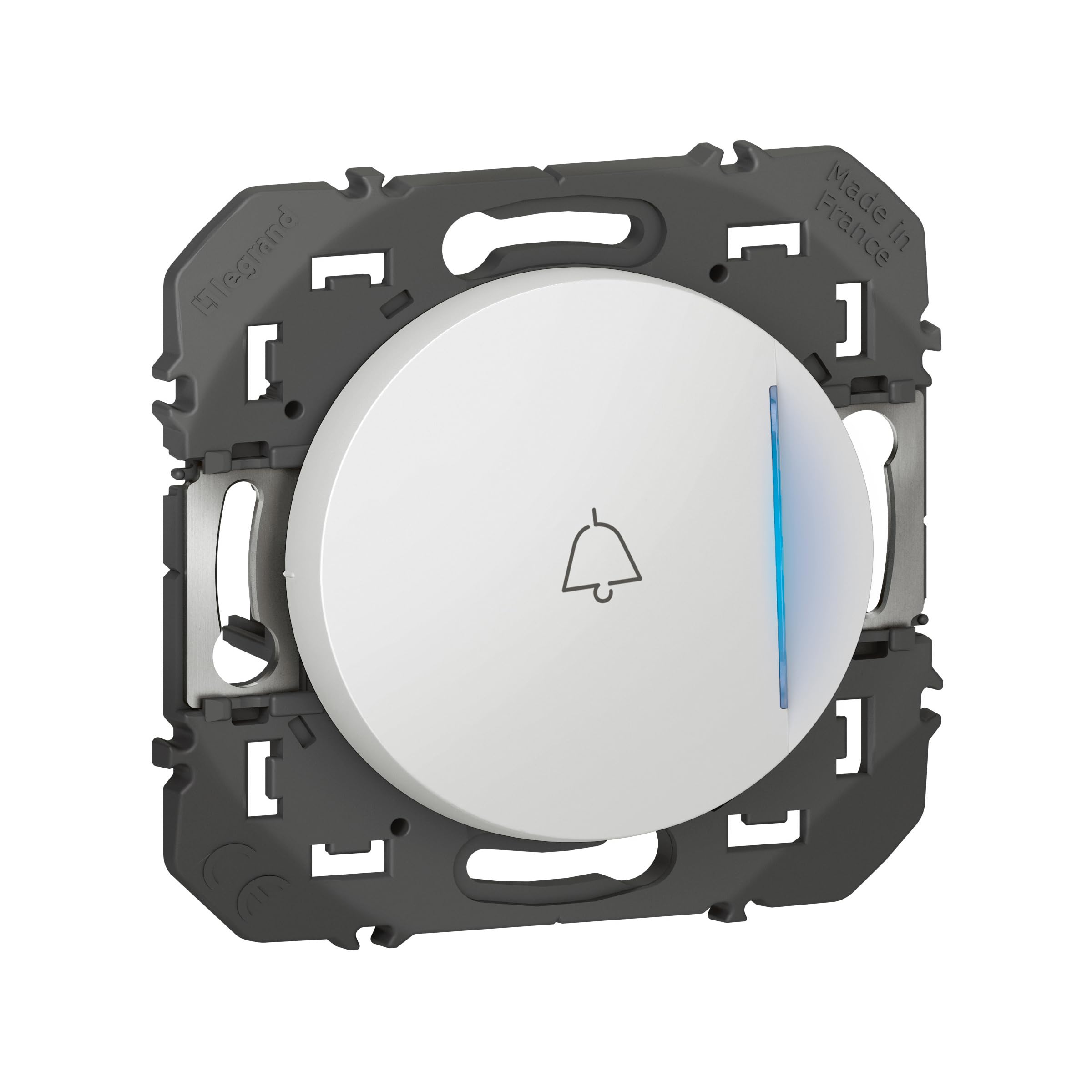 Legrand - Simple Push Button with Indicator Light and dooxie Bell Marking 6A 250V ~ White Finish – Blister Packaging