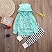 Unisex Baby Clothes Outfit Birthday Outwear Hood Tops Casual Stripes Pants Leggings Set Blue