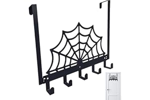 Over the Door Towel Holder, Over Door Hook Gothic Halloween Spider Web the Towel Rack with 5 Hooks Hanger for Hat, Coat, Purs