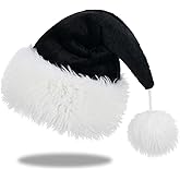 Slsxip Personalized Santa Hat for Adults, Super Soft Plush Holiday Christmas Hat, Xmas New Year Party Headwear