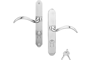 hotifytools Storm Door Handle Replacement Compatible with Pella, Storm Door Handle Set with Key and Lock Cylinder for Storm Doors and Screen Doors, Mortise Lock Not Included (Brushed Nickel)