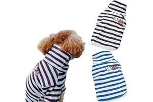 IMDOUBLEDOU Pack of 2 Cute Doggie Embroidery Dog Coat Turtleneck Stretchy Dog Sweater Super Soft Dog Cold Weather Coat for Cats Dogs (Medium, Blue+Brown)