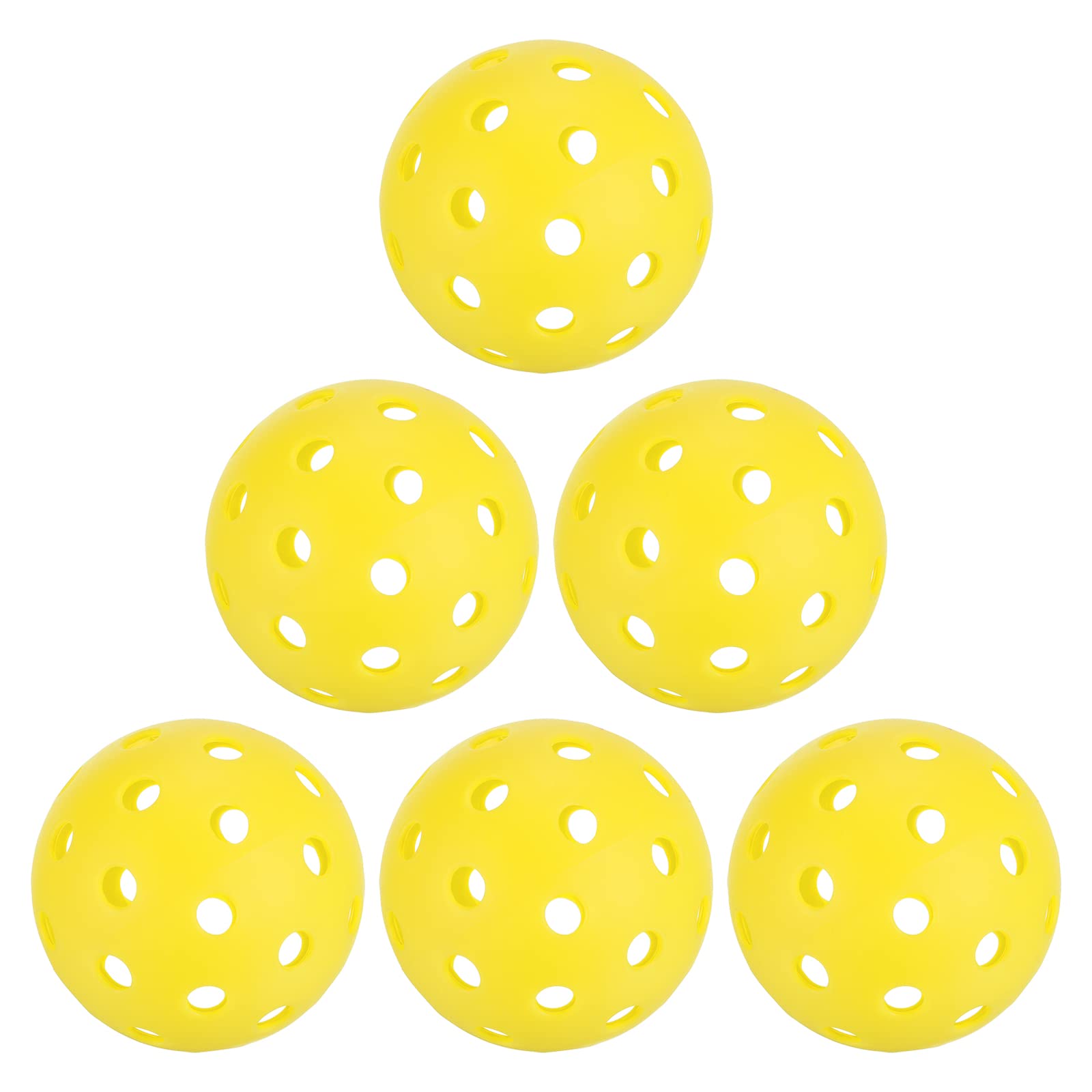 PATIKIL Outdoor Pickleball Balls, 40 Holes Pickleball 6 Pack Pickleball Balls for Amateurs Indoor and Outdoor Sport, Yellow