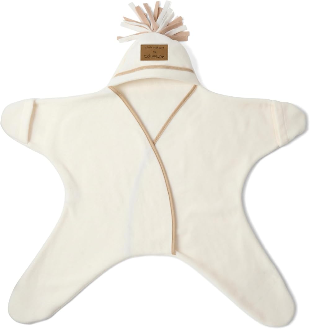 Clair de Lune Star Fleece Baby Wrap Blanket 0-6 Months Cream