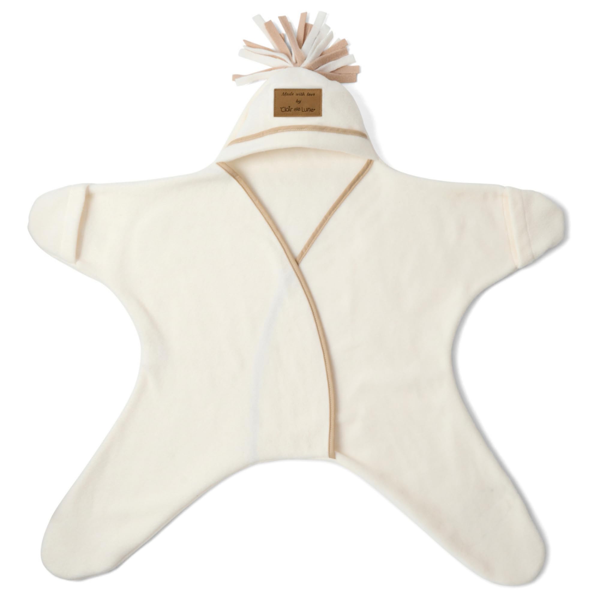 Clair de Lune Star Fleece Baby Wrap Blanket 0-6 Months (Cream)