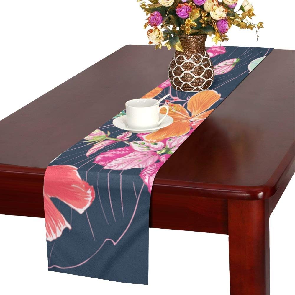 WHIOFE Hawaiian Flower Vintage Romantic Summer Table Runner