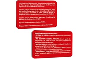 Kocak Gold 30 Pack Plastic Know Your Rights Immigration Red Card - Constitutional Rights Reminder - English Spanish Legal Protection Cards