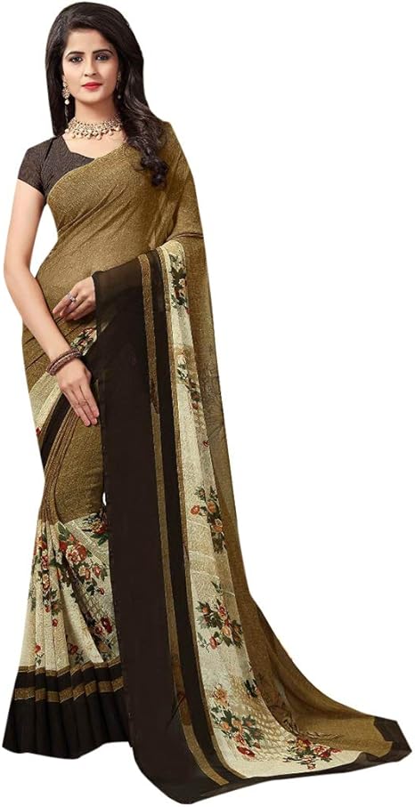 Amazon マルチカラーボロウィードジョーゼットプリントフォーマルライトカジュアルサリーフェスティバルブラウスパキスタンインド7449 Diy 工具 ガーデン