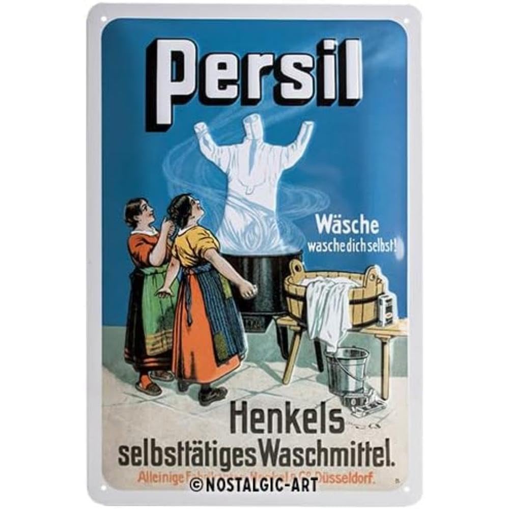 Nostalgic-Art Retro Tin Sign – Persil – wasche Dich selbst – Gift idea for fans of nostalgia, Metal Plaque, 20 x 30 cm