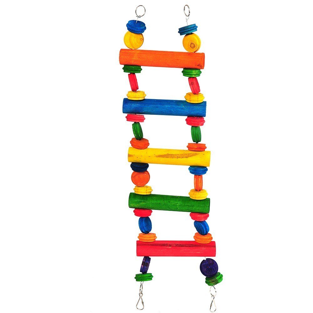Happy Pet Playtime Ladder Bird Toy Climbing Wooden Perch Durable Hanging Fun Interactive Exercise Playing Cage Accessory for Parrots Cockatiels 69cm — image 1