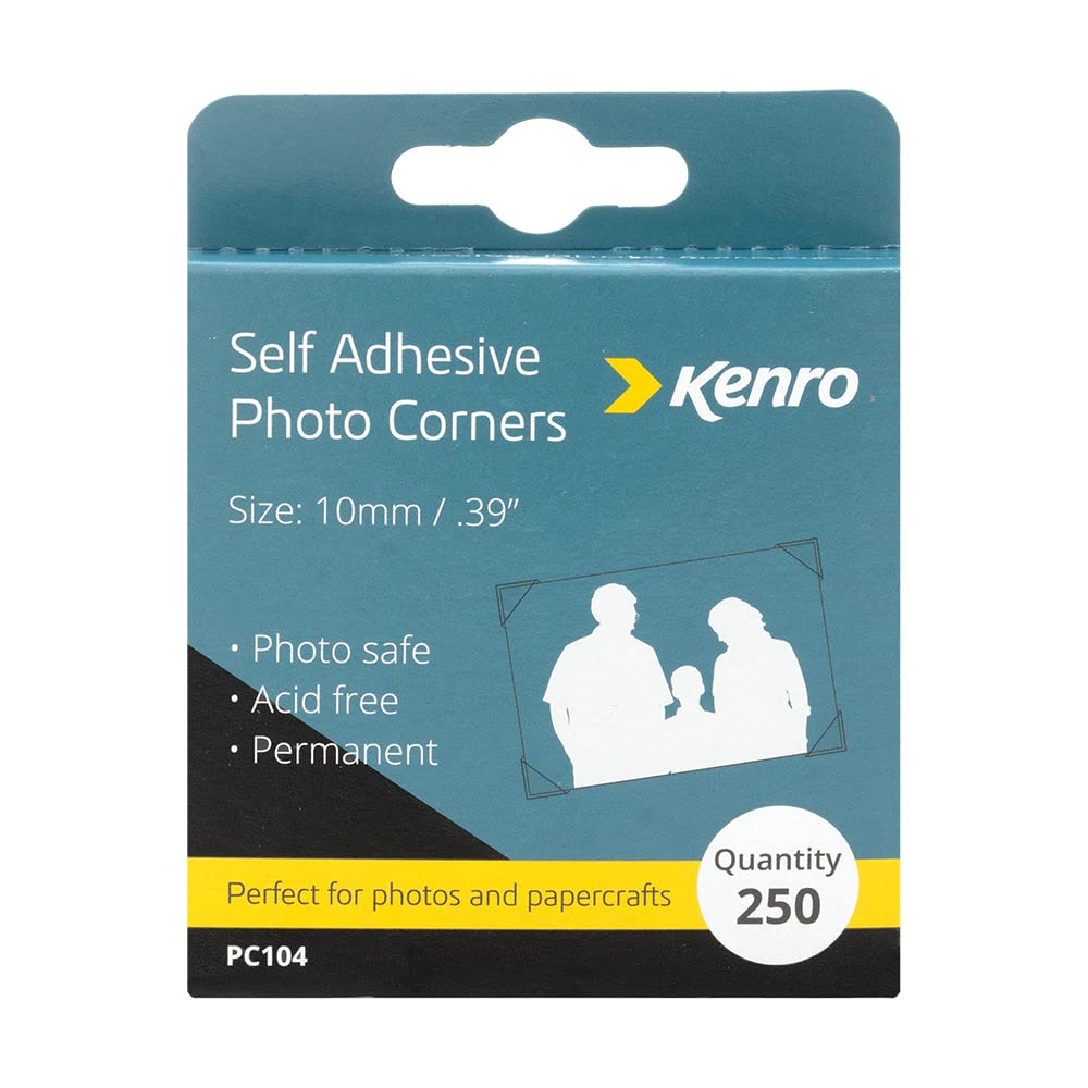 Kenro Self Adhesive Photo Corners - Permanent Photo Corners for Positioning & Removing Photos into Albums. Ideal for Scrapbooking Paper Crafts - PC104