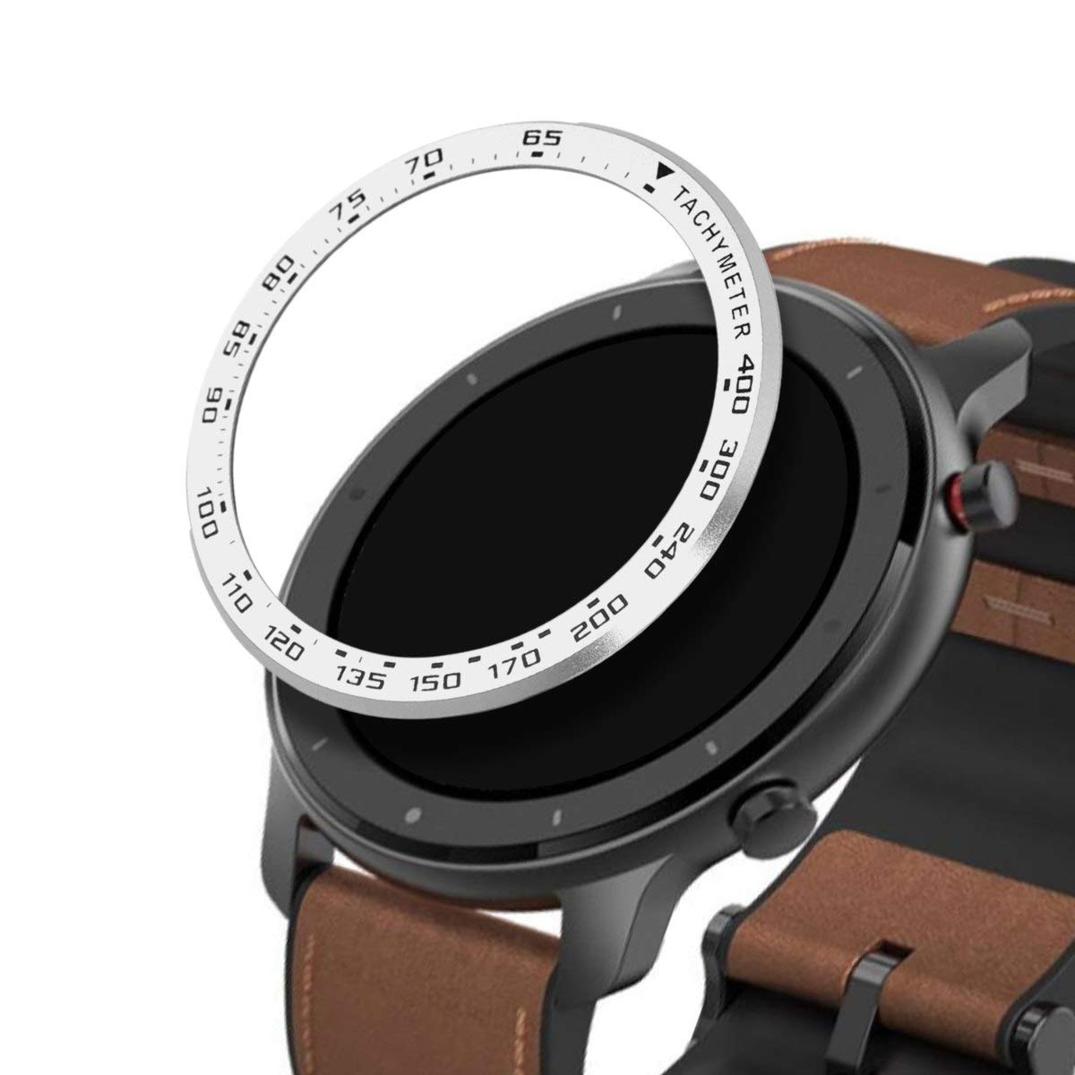 kwmobile Bezel Ring with Tachymeter Compatible with Huami Amazfit GTR (47mm) - Protective Ring Watches - Silver/Black