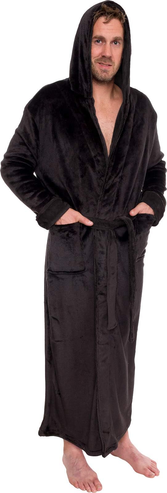 Ross Michaels Mens Hooded Long Robe - Full Length Big & Tall Bathrobe
