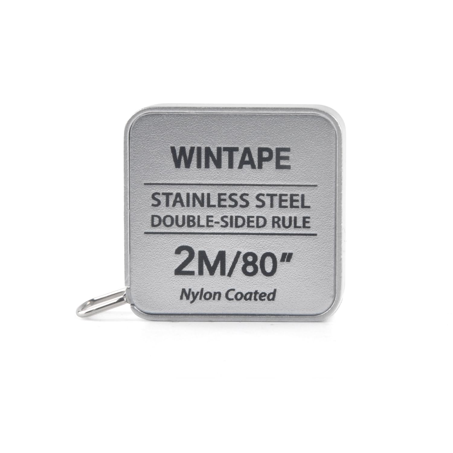WINTAPE Powerlock Tape Measure (2 m with Key Ring, Automatic Tape Return, Grease Adjustment Mechanism), Silver