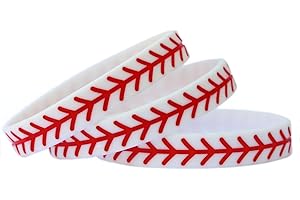 SayitBands 3 Baseball Design Wristband Silicone Bracelet