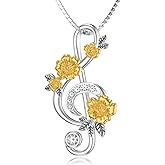 Sonouli Diamond Music Note Necklace 925 Sterling Silver Music Treble Clefs Pendant Necklace Gift for Women
