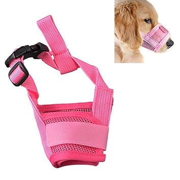 Futaba Dog Adjustable Anti Bark Mesh Soft Mouth Muzzle -Pink - XXL