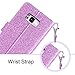 BENTOBEN S8 Plus Case Samsung Galaxy S8 Plus Case Glitter Bling Bling Faux Leather Flip Credit Card Holder Wristlet Shockproof Protective Wallet Case for Girls(6.2 Inch) Purple