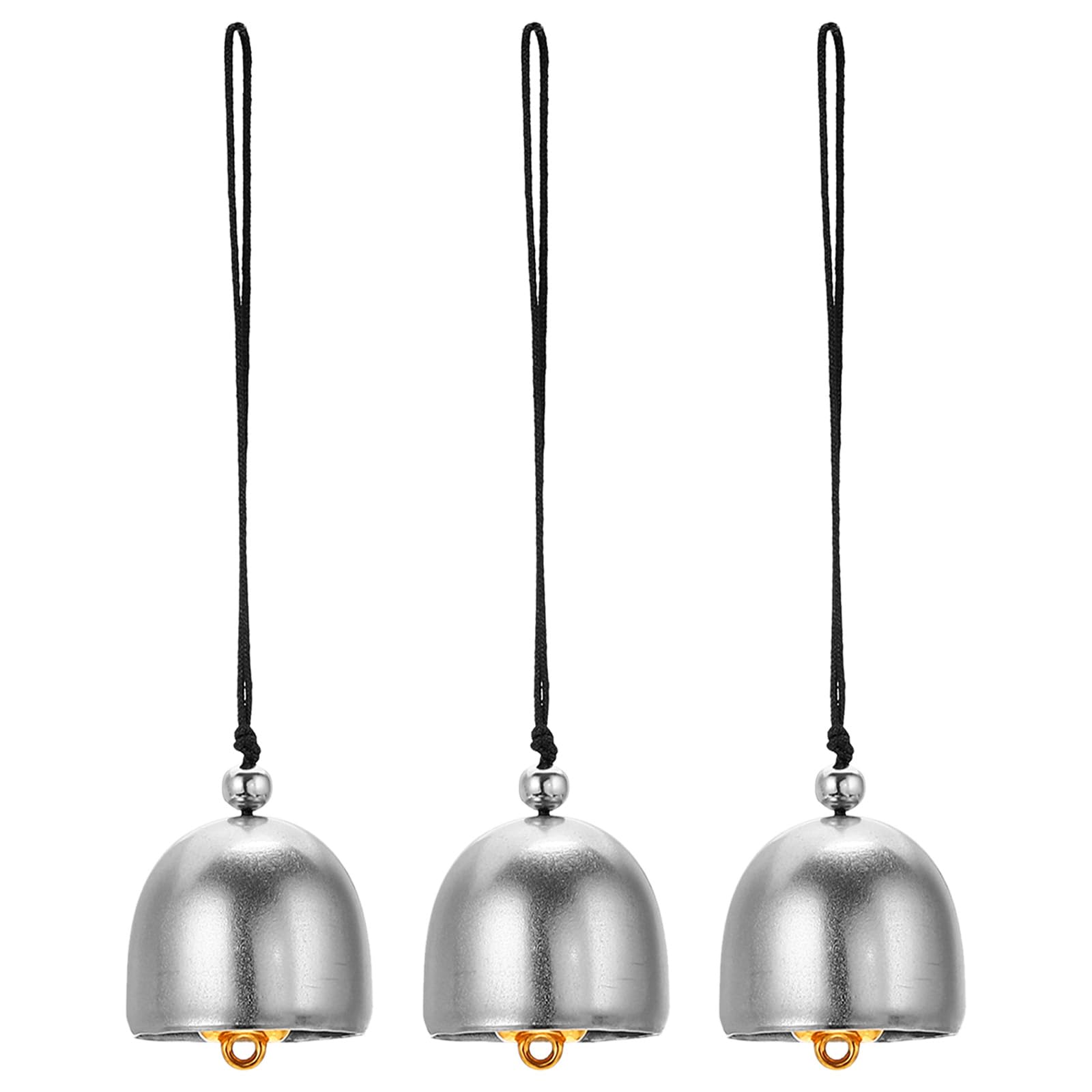 PATIKIL 3 Pcs Wind Chime, Hanging Bells Temple Bells Retro Outdoor Hanging Metal Chinese Wind Chime Round for Outside Garden Camping, Silver Black