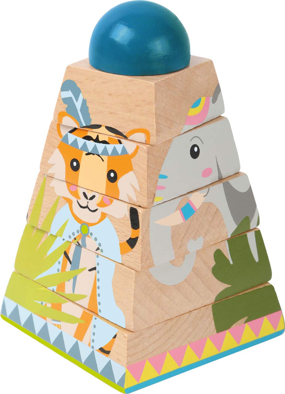 small foot 11090 Cube puzzle tower "Jungle" made of wood, with 4 animal motifs and 5 rotating elements, from 12 months