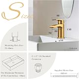 Hapilife Basin Mixer Taps Waterfall Gold Brushed Finish G1/2 Hoses 1 Hole view 6