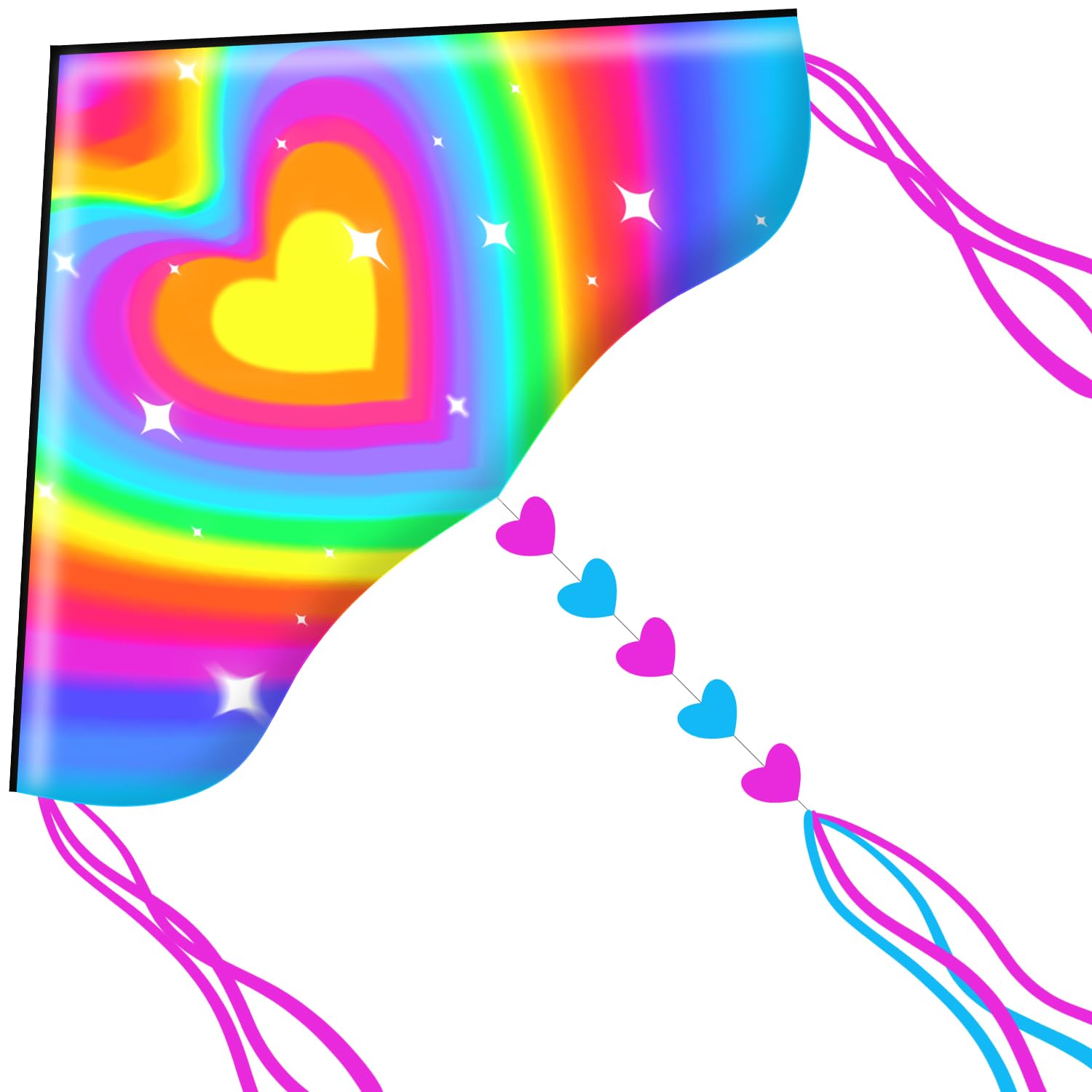 HONBO Delta Kite for Kids & Adults, Easy to Fly Kites for Kids Ages 8-12, Wonderful Single Line Beach Kites for Adults Larg, Kite Handle and Line Included(Heart)