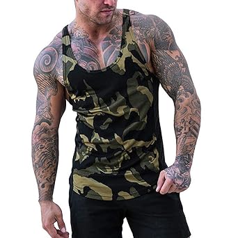 Herren Camouflage Tanktop Tank Top Unterhemd Sommer Sport Ärmellose T-Shirt Muskelshirt für Training Gym Fitness & Bodybuildi