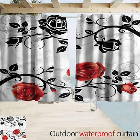 Amazon Com Marymunger Custom Curtain Red And Black Floral Rose