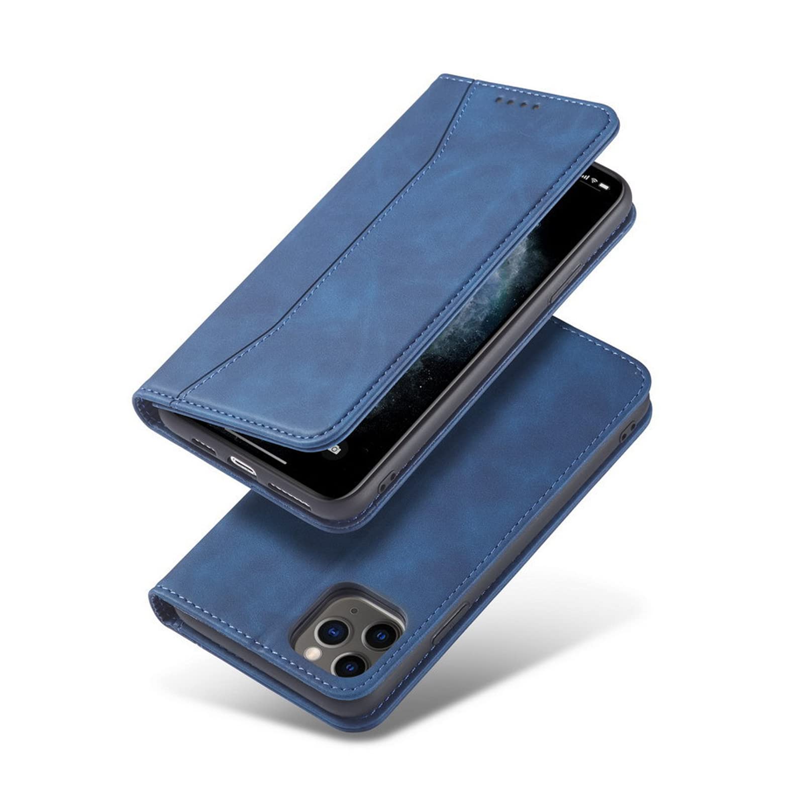 Phone Case for iphone 12 pro- 6.1"Leather PU wallet case, Magnetic Closure Flip Case Compatible with iPhone 13/12 Pro max 5G Cover(Blue)