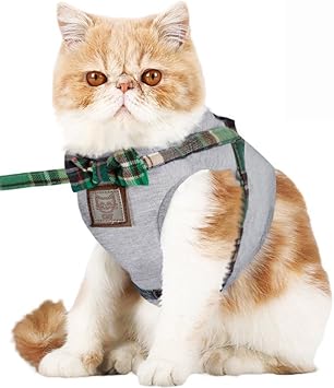 Amazon Momugs Akira 猫ハーネス 犬ハーネス 猫 ベスト 胸あて式 牽引ロープ ハーネス リード セット 首輪 胴輪 チェック柄 蝶結び 散歩 通気性が抜群 簡単脱着式 引っ張り防止 Bidear ハーネス 通販