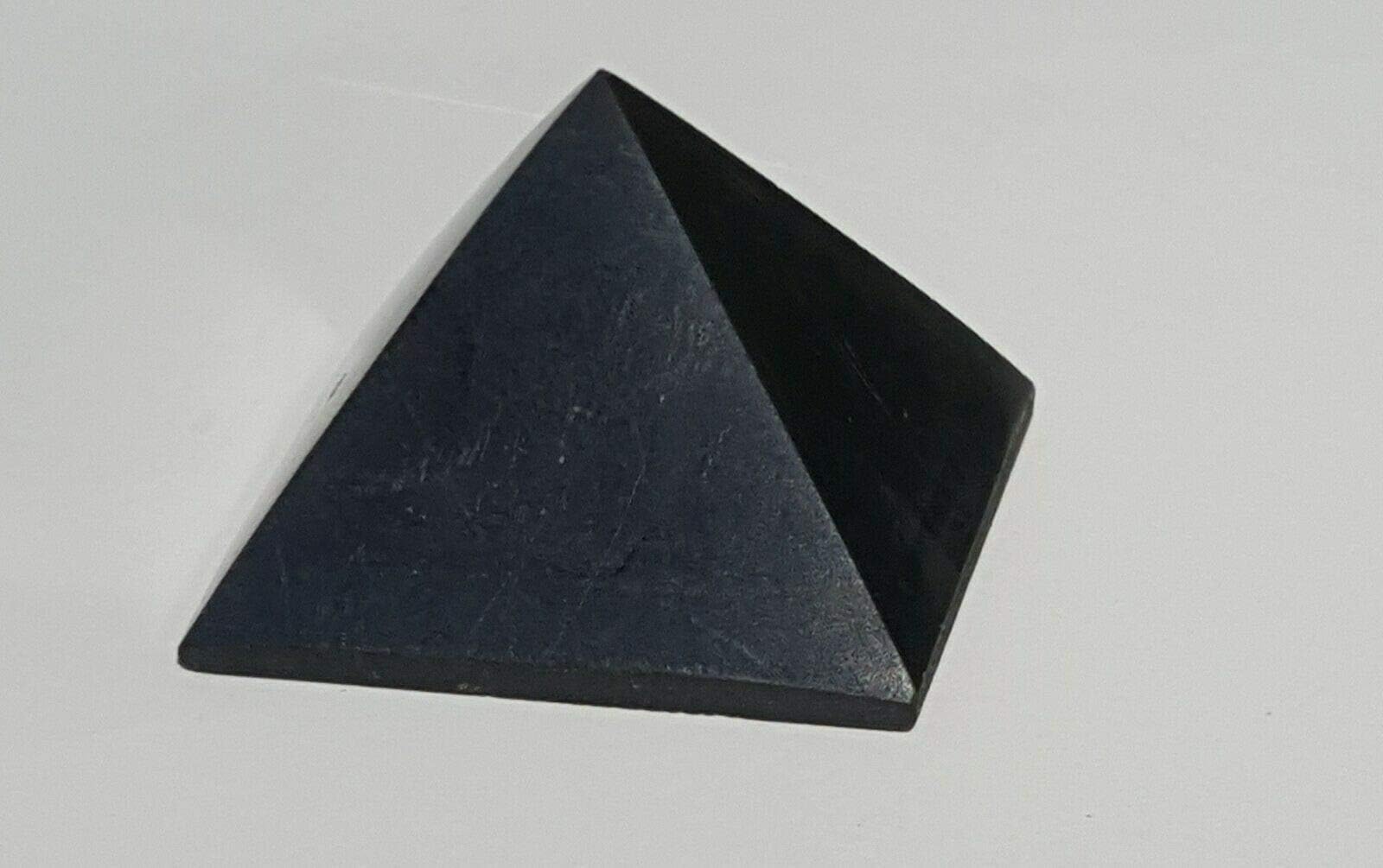 Shungite Pyramid 30x30 mm Premium Healing Stone from Karelia Russia (Polished)