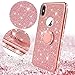 [Coverlab] Cute Glitter Ring Stand Phone Case Kickstand Compatible Apple iPhone XR Case,Bling Diamond Bumper Ring Stand Sparkly Clear Protective Girls Women iPhone XR - Rose Gold