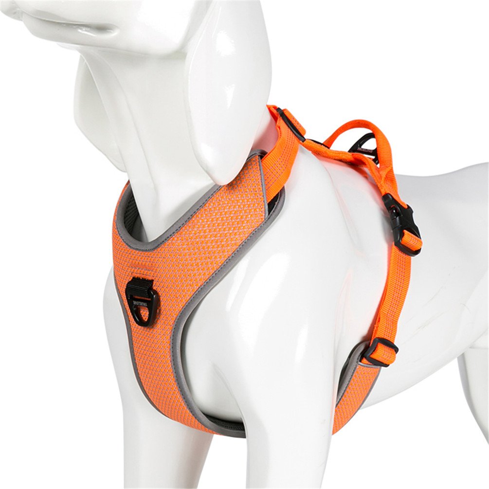WINHYEPET True Love Dog Harness Reflective for Small Medium Large Dogs,Pet Vest Quick Fit Release Adjustbale for Running Walking Padded Soft Mesh Dogs Easy Control Pets TLH6071(Orange,S)