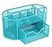 PAG Desk Organizers and Accessories Storage Caddy, Office Supplies Desktop Organization, Office Decor Mesh Pencil Holder, 9 Compartments, Blue