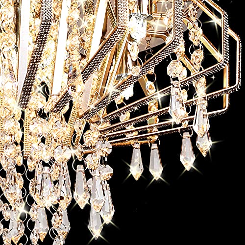 Txlovest Lyming Crystal Chandelier Light Fixture, 6 Lights Modern Flush Mount Crystal Ceiling Light Lamp D16.5\'\' x H12.6\'\' Mini Chandelier Lighting Fixtures for Bedroom Living Room Hallway Balcony