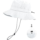 PFFY Quick Dry Waterproof Packable Bucket Hat for Women Men Outdoor Sun Hats with Detachable Chin Strap