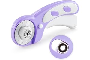 Headley Tools Upgraded 45mm Rotary Cutter with Bearing Design for Smoother, Deeper Cuts, Ergonomic Comfort Rolling Cutter with Safety Lock for Fabric, Leather, Sewing, Crafting, Quilting (Purple)