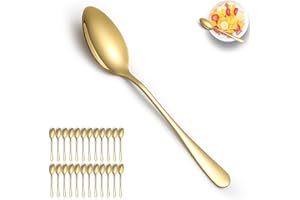 ReaNea Gold Dinner Spoons 24 Pieces, Stainless Steel Titanium Gold Plating Table Spoon, Soup Spoons, Use for Home, Restaurant