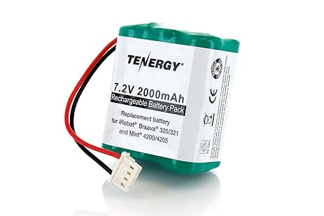 Tenergy 7.2V 2000mAh Replacement Battery for iRobot Braava 320/321 & Mint 4200/4205 iRobot Braava 320 Floor Mopping Robot