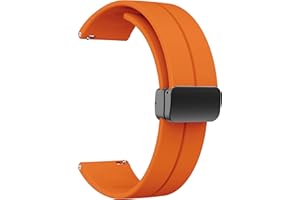 LYSMVIVI Magnetic Watch Band 16mm 18mm 19mm 20mm 22mm - Quick Release - Skin-Friendly Soft Silicone Sport Watch Band for Men Women, Magnetic Folding Clasp Silicone Strap