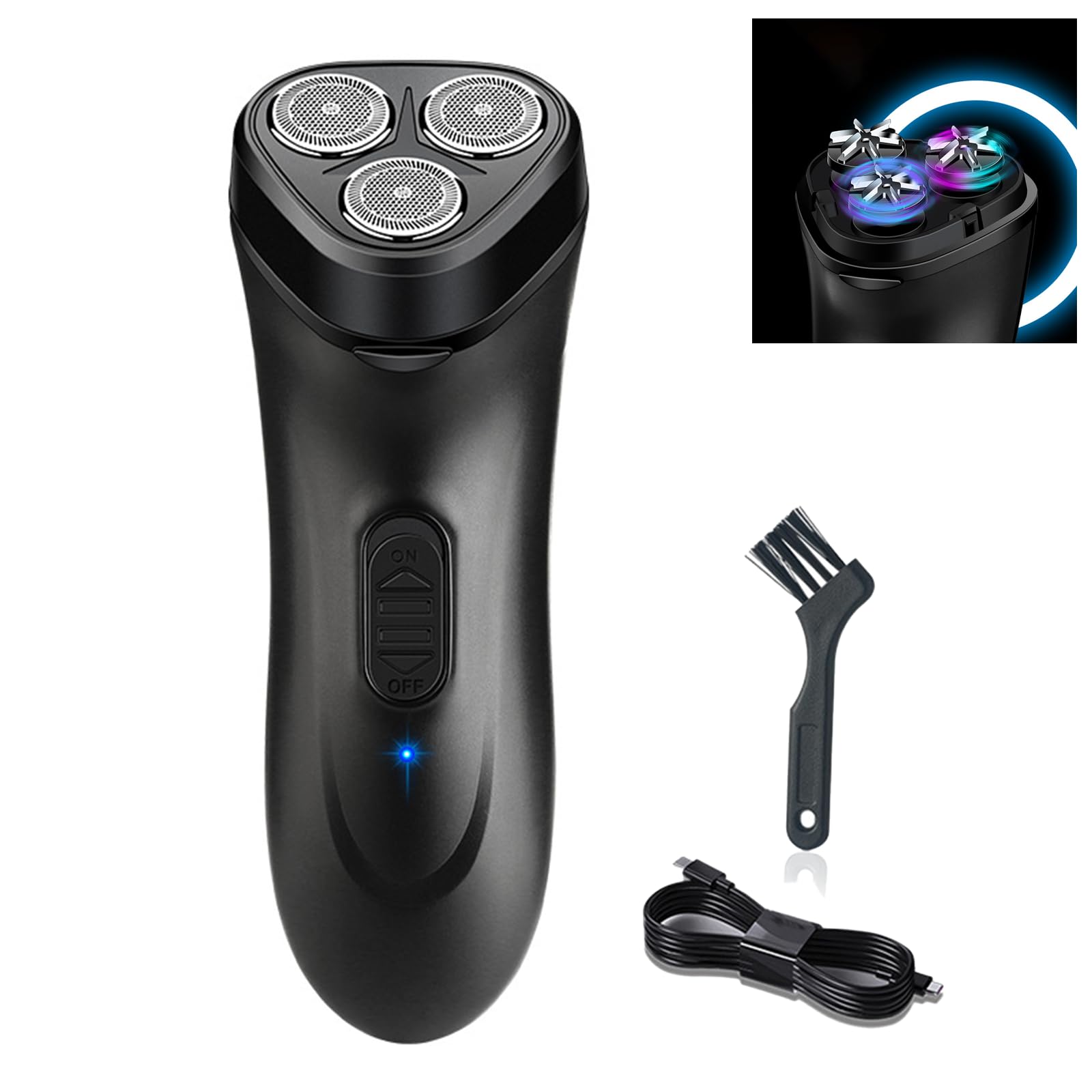 Electric Shaver for Men,Cordless USB Rechargeable Electric Men's Shaver, Wet and Dry Men's Rotary Shavers with Pop-up Trimmer, Waterproof Electric Pocket Shaver for Travel or Home Use, Black
