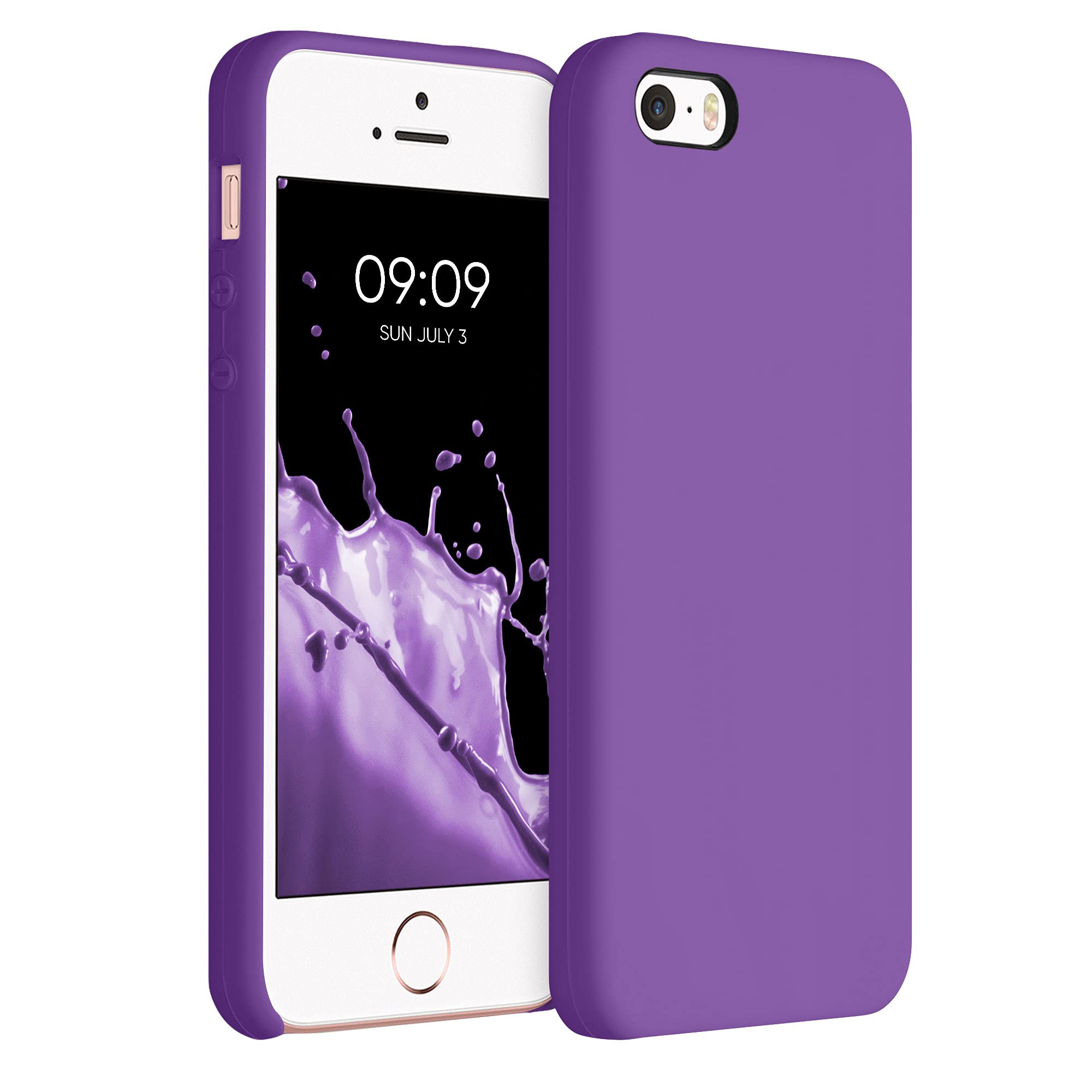 kwmobile Case for Apple iPhone SE (1.Gen 2016) / iPhone 5 / iPhone 5S Case - Soft Cover - Shockproof Silicone - Wireless Charging Orchid Purple — image 1